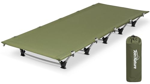 Join Nature Campingsäng ultralätt vikbar för vuxna, bärbar fältsäng, vikbar hopfällbar säng 150 kg, lastbar, campingsäng för tält, vandring och backpacking, olivgrön