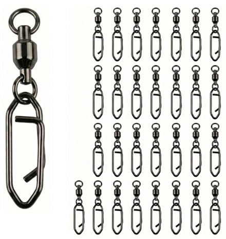 30 Piezas Clips Rápidos de Pesca Broches de Cambio Rápido con Eslabones Giratorios Conector para Señuelos Accesorios de Pesca Agua Dulce y Agua Salada(#0)
