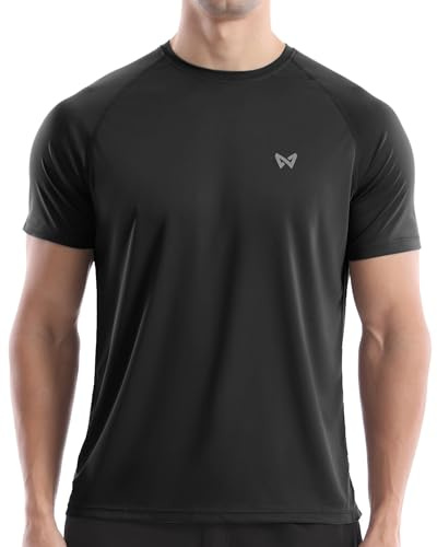 WISMBOX Men's Short Sleeve Rash Vest, UPF 50+ UV Swim T-Shirt, Quick Dry Sun Protection Top for Swimming, Beach & Holidays Black