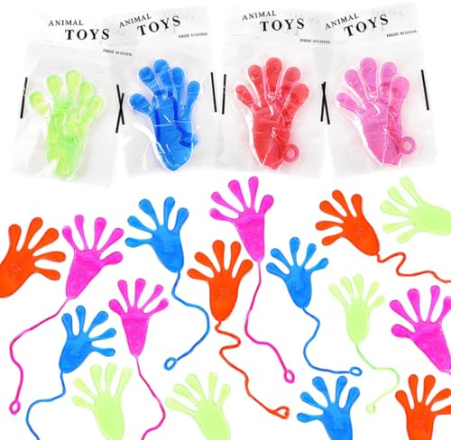 EIYVUAL Klebehände Spielzeug, 20 Stück Gummi Hand, Klebehand Spielzeug, Klatschhand für Kinder Set, Klebrige Gummihand, Bunte Glibberhand für Den Kindergeburtstag