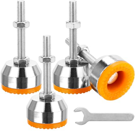 Fonyet 4 Stück Nivellierfüße Schwerlast M8 × 50mm Maschinen Stellfüße mit Gewinde und Gummipuffer, Bodenschutz Verstellbare Schraubfüße Höhenverstellbar Möbelfüße
