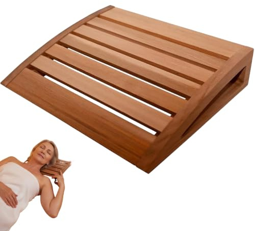 Cuscino per sauna Poggiatesta per sauna scavato per il relax Cuscino in legno Supporto ergonomico per il collo per uomini e donne 15x12, 2x2, 8 pollici Marrone, per interni