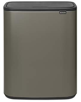 Brabantia Bo Touch Bin - 60L Inner Bucket (Platinum) Large Waste Kitchen Bin - Soft-touch