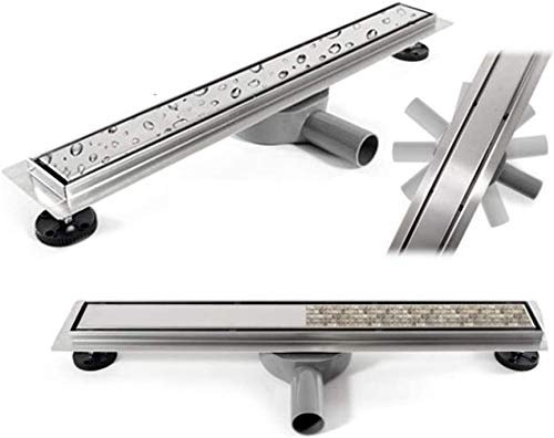 VBChome Duschrinne 100 cm befliesbar edelstahl Bodenablauf doppelseitige Ablauf Selbstreinigender Siphon mit Geruchsstop Größen 60-100cm Duschablauf sehr flach, Komplettset Ablaufrinne für Badezimmer