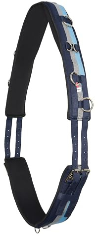 Imperial Riding Longiergurt „IRH Deluxe“, Polyester mit Neoprenfütterung und Metallringen, Blau-Navy-Silber, Cob