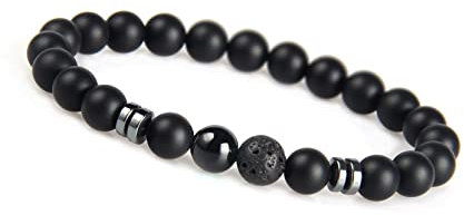 GD GOOD.designs Chakra Perlenarmband aus Onyx Natursteinperlen | Kugelarmband mit schwarzer Perle | Armband Männer (Schwarz)