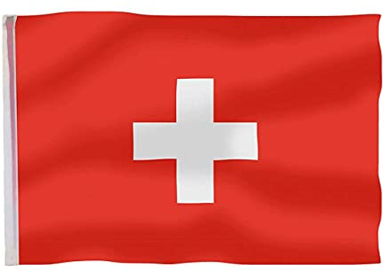 Bandiera Svizzera, Bandiera Nazionale Svizzera, Misura 145X90cm, Tessuto Poliestere Con Passante Per L'Asta (Switzerland)