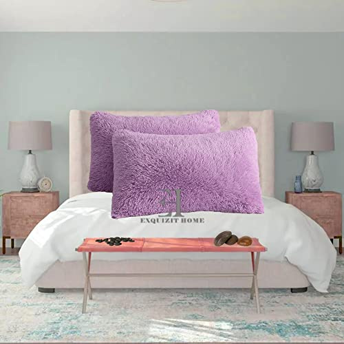Hug & Snug Teddy-Kissenbezug, kuschelig, warm, superweich, 1 Paar, Lila