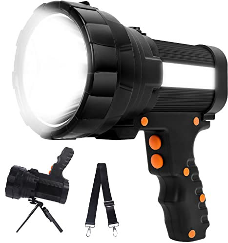 Torcia LED Ricaricabile Torcia LED Alta Potenza 15000Lumen 10000mAH Torcia Lanterna Super Luminoso IPX4 Impermeabile Luce 6Modalità Lampada di Emergenza per Campeggio Camminata Ciclismo Pesca Caccia