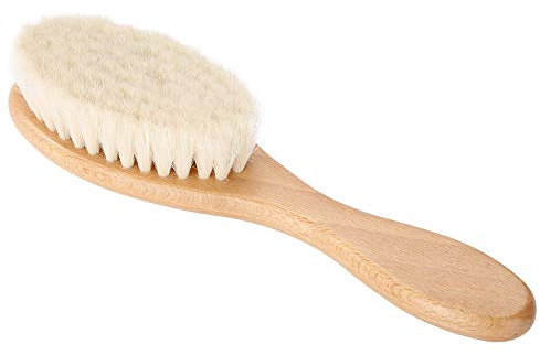Wooden Hair Brush with Goat Hair Bristles, Carved Handle Design, for Hair and Beard Styling