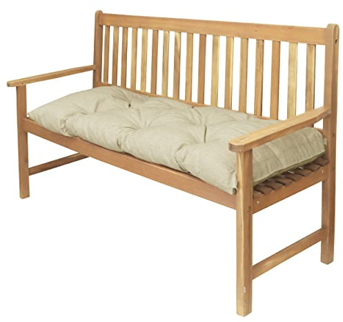 DILUMA | Bankauflage Venezia 150x48 cm Beige | Wasser- und Schmutzabweisende Sitzauflage mit Extra Dicker 8 cm Flockenfüllung | Sitzpolster für Gartenbank