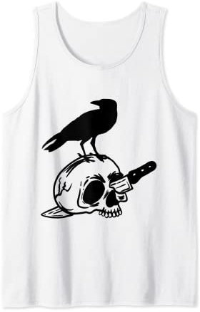 Totenkopf-Krähe, Raben, Dolchmesser, Halloween Tank Top