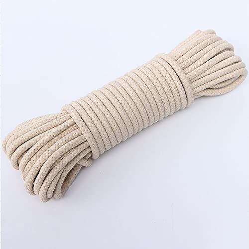 WABMJGW Wäscheleine für den Außenbereich, geflochtene Baumwolle, Durchmesser 5/6/8/10/12 mm, starke Mehrzweck-Wäscheleinen zum Aufhängen, Trocknen, Camping, Reisen, 5 mm - 15 m