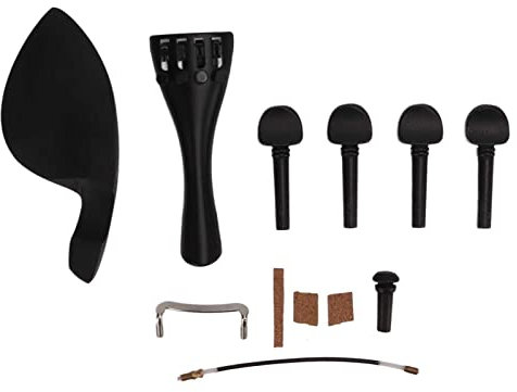 4/4 Violinen Zubehör Kit, 12 Stück Kinnstütze Saitenbrett Saitenhalter 4 Stimmwirbel Endknopf Schwanzseil Wangenauflagenschraube Violinen Geigen Klassisches Cello Musikalischer Saitenhalter Zubehör