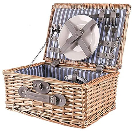 YZJSSL Picknickkorb 2 Personen Deluxe, Willow Picknickkorb Picknickkorb 2 Personen Weidenkorb mit Deckelkühler und Decke Perfekt für Hochzeiten, Strandausflüge, Picknicks