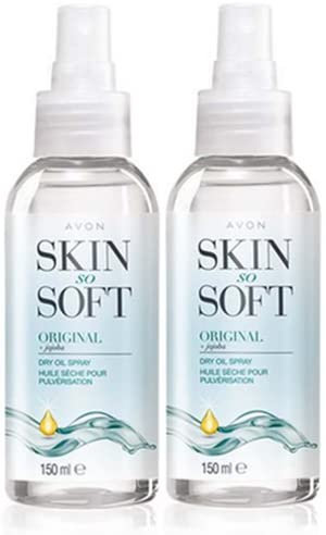 Avon 2 x Spray d'huile sèche Standard Skin So Soft 150 ml, formulé avec de l'huile de jojoba et de la vitamine E pour retenir l'humidité, 2 x 150 ml