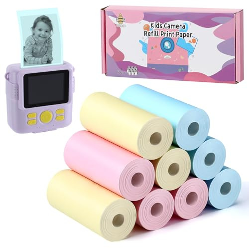 9 Rolls Thermal Paper for Photo Printer - Christmas Birthday Gifts for Girls Boys 4 5 6 7 8 9 10 Years Blue Pink Yellow
