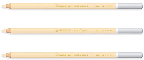 STABILO CarbOthello Lot de 3 crayons à craie pastel Ivoire (105)