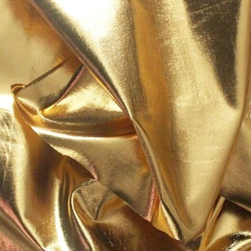 Lycra Stoff Meterware - metallic Dekostoff, Kostümstoff (Hellgold)