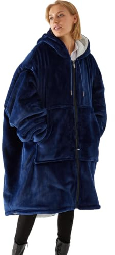 Pahajim Hoodie Decke mit Ärmeln Flanell Oversized Hoodie Reißverschluss für Damen & Herren Weicher und Warmer für Drinnen, Draußen, Camping