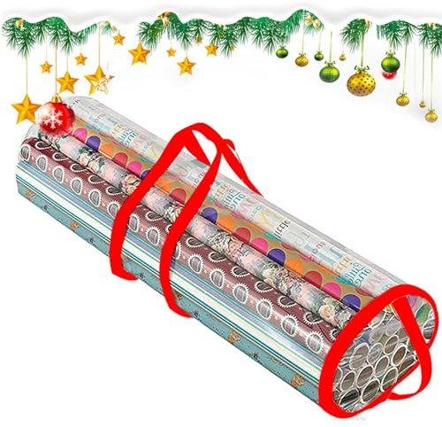 Geschenkpapier-Organizer, Aufbewahrung – Geschenkpapier-Aufbewahrungs-Organizer | Weihnachts-Geschenktaschen-Behälter mit transparenten Fächern, Tragetasche für Geschenkpapier-Station für 99 cm