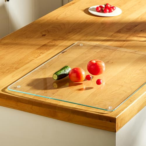 Tempered Glass Cutting Boards For Kitchen 16 x 18 - High Transparency for Countertop Protection, Scratch-Resistant, Heat-Resistant, Dishwasher safe(Large)
