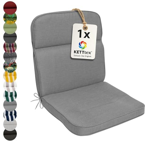 KETTtex EXKLUSIV Auflage Niederlehner grau I Gartenstuhl Polster 100x50x7cm I hochwertige und Pflegeleichte Sesselauflage I Wetter- und formbeständige Stuhlauflage I KTH3 Sitzauflage