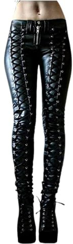 Agiyenna Leggings en Simili Cuir pour Femmes Pantalon Gothique Punk Serré Pantalon en Cuir Sexy Collant Taille Haute
