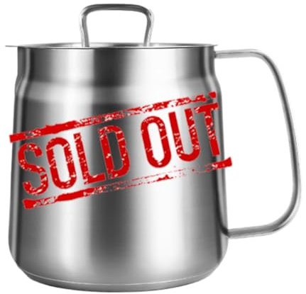 SOLD OUT! Bakpoco 1.5L Stainless Steel Oil Filter Pot, Bacon Grease Container with Fine Mesh Strainer & Deep Fryer Basket, Cooking Oil Lard Fat Saver Kitchen Storage, Induction Mini Milk Pot