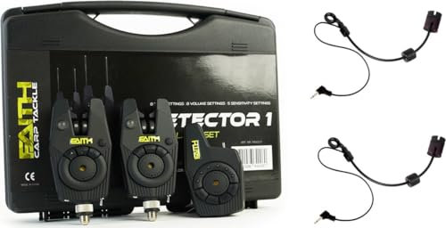 Faith Detektor Set 2+1 Bissmelder Set 2-Rod inkl. Anhänger - Pieperset - Karpfenangeln - Elektronischer Bissanzeiger - Waker