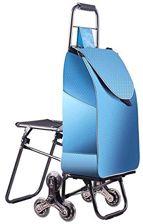 iumLeap Shopping Trolley on Wheels Trolley Folding Shopping Cart, Stair Climbing Cart Grocery Utility Cart, with Adjustable Bungee Cord, Max Capacity (Blue)