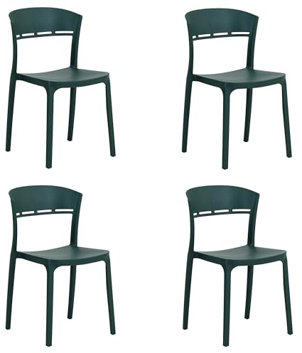 Totò Piccinni Sedia DELTA in Polipropilene in fibra di Vetro Moderne Design Impilabile (4, Verde Scuro)
