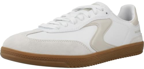 Skechers Tenis Hotshot-kickoffpara Mujer, Piel Duraleather Blanca con Ribete Natural, 37 EU