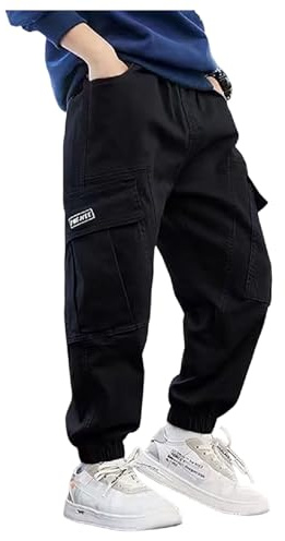 Pantalon Cargo Enfant Garçon Taille Elastique Large 3-16 Ans Pantalon Ample Adolescente Garcon Hiver Chic Pas Cher Confortable Casual Sport Jogging Streetwear Sweatpants