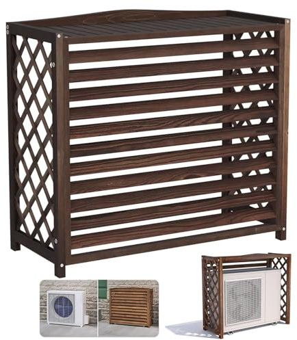 Housse Climatiseur Extérieur En Bois Cache Climatiseur Exterieur Support De Climatiseur En Bois Imperméable Et Protection Solaire Climatiseur Split Cache Clim Vérandas Support Plante(100x44x93cm)