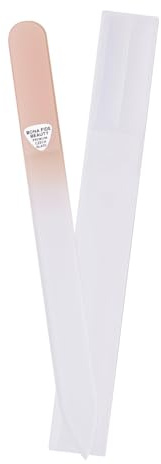 Lime à ongles en verre tchèque Bona Fide Beauty (couleur pêche) étui inclus | Lime à ongles douce en véritable verre tchèque pour ongles naturels, lavable et réutilisable, grain fin