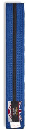 Playwell Martial Arts Baumwollgürtel mit schwarzen Streifen – (Karate, Judo Taekwondo), Blauer Gürtel mit schwarzen Streifen, 300cm