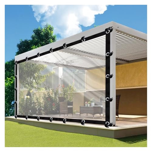 ZLRBN Telo in PVC Trasparente Resistente alle Intemperie Telone Impermeabile per Esterno Trasparente con Occhielli per Patio, Pergola, Portico, Gazebo(5x2.5m/16.4x8.2ft)