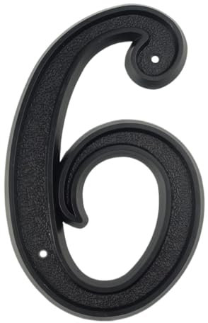 WANGZEYU Hausnummer 139 mm große 3D-Hausnummer, Tür, Hausadressnummern for Hausnummern, digitales Türschild for den Außenbereich, 5,5 Zoll. Nr. 6, schwarzer ABS-Kunststoff Hausnummernschild