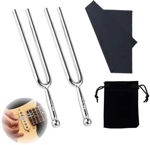 GUOYOU 2 Pack Tuning Forks Standard A440Hz Tuning Forks for Therapy Tuning Forks Set with 1 Cleaning Cloth and 1 Cloth Bag for Violin Guitar Tuner Equipment Listening Identification Vocal Practice