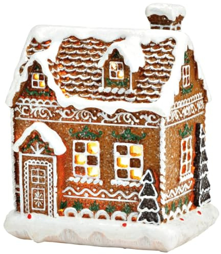 Casa luminosa a LED per casa di pan di zenzero, statuetta decorativa di Natale, casa luminosa da appoggiare come decorazione natalizia, decorazione invernale, 12 x 25 cm, americana a batteria,