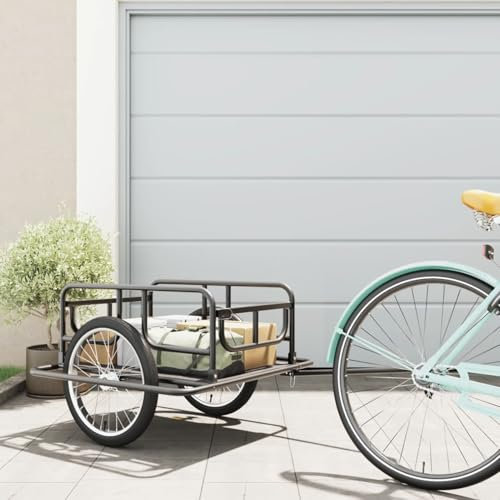 ShGaxin Cykeltrailer stål svart 130 x 73 x 48,5 cm, hundcykeltrailer, lastcykel trailer-91770