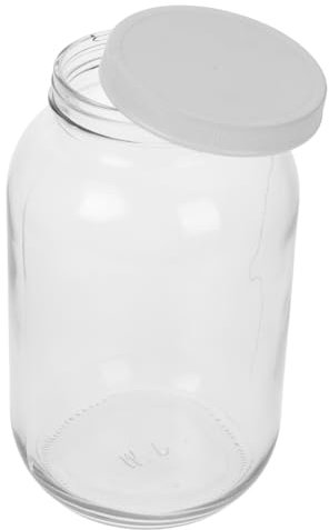 MAGICLULU Frasco De Vidrio De 1 Galón Botella De Almacenamiento Ancha Boca Tapa De Plástico Hermética Ideal Para Encurtidos y Cerveza