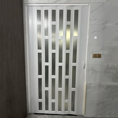 Porte Coulissante Porte D'entrée Porte Accordéon Occultante et Pliable, Portail Magnétique Coulissant Blanc à Volets Multiples, Portes Moustiquaires Pliantes pour L'intérieur et L'extérieur(45x80in (1