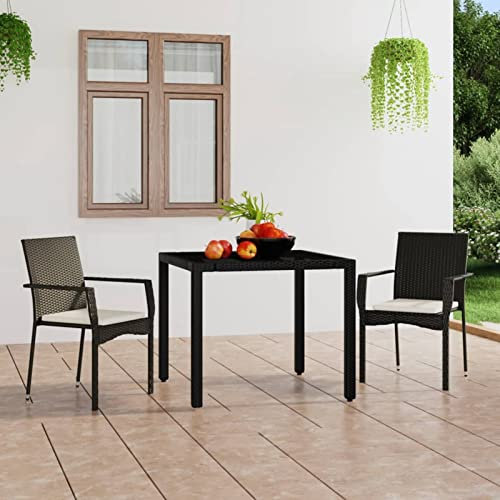 Sufrk Gartenstühle mit Kissen GartenstüHle Gartensessel Outdoor Garten StüHle Terassenstuhl 2 STK. Poly Rattan Schwarz - 319881