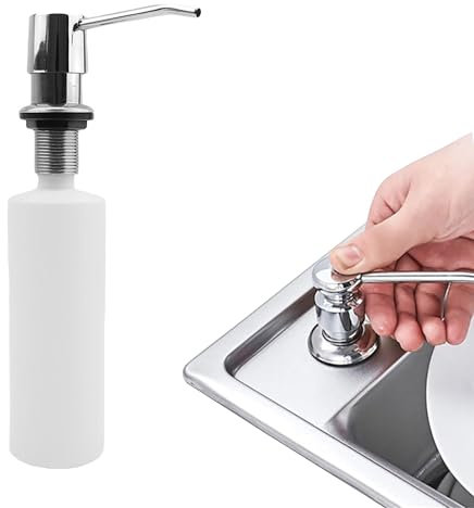 Liquide Encastrable avec Bouteille 300ml, Distributeur Savon De Mousse Evier, Distributeur De Détergent en Acier Inoxydable Distributeur Liquide Vaisselle Cuisine pour Bains