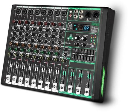 Mezclador De Audio Profesional, Consola Con Tablero De Sonido De 8 Canales, De Mezcla For DJ, Mesa De Sonido 99 DSP For Escenario, Fiesta Y Estudio Usado en exteriores e interiores
