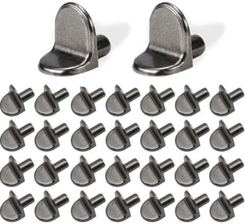 DWFEYOI Regalbodenträger L Form Regalstifte Einlegeboden Halter Metall Regalträger Bodenträger 5mm Fächerträger Winkelbodenträger Glasbodenträger Bodenträger mit Loch (30 Stück)