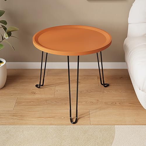 KAXLDHH Tragbarer Beistelltisch, Leichter Outdoor-Klapptisch Aus Karbonstahl, Tragbarer Campingtisch, Runder Rolltisch Aus Polypropylen Zum Kochen, Picknick, Bootfahren, Reisen(Orange)