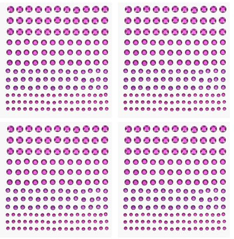 PATIKIL 660 Piezas De Calcomanía De Gemas Acrílicas, 4 Tamaños 3/4/5/6mm Rhinestones Autoadhesivas Piedras De Gema Brillantes Para Arte En Uñas Manualidades Ropa DIY, Púrpura Oscuro